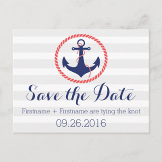 Nautical Anchor Save the Date Announcement Postcard
