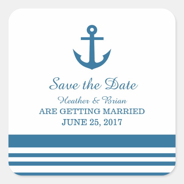Nautical Anchor Save the Date Stickers (Front)