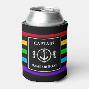 Nautical Anchor Seahorse Captain Boat Name Neon Can Cooler