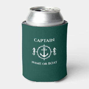 Nautical Anchor Seahorse Captain Boat Name Sea Can Cooler