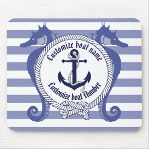 Nautical Anchor/Seahorse/knot/Customize name, # Mouse Pad
