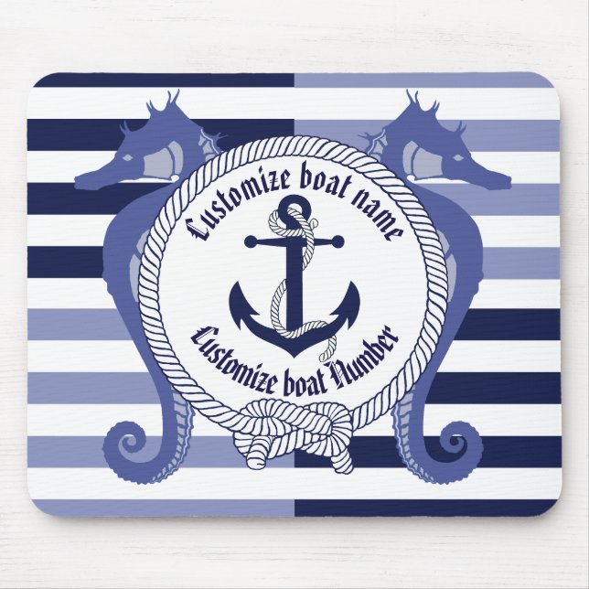 Nautical Anchor/Seaman's knot/Customise name, # Mouse Pad (Front)