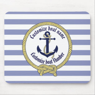 Nautical Anchor/Seaman's knot/Customise name, # Mouse Pad