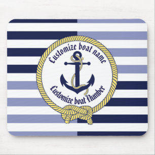 Nautical Anchor/Seaman's knot/Customise name, # Mouse Pad