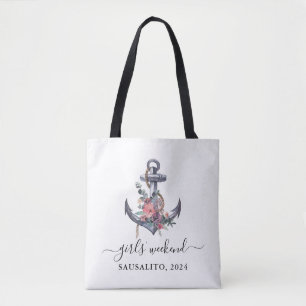 Nautical Anchor Seaside Girls’ Weekend Tote Bag