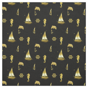 Nautical anchor/ship wheel/dolphin/seahorse/boat fabric