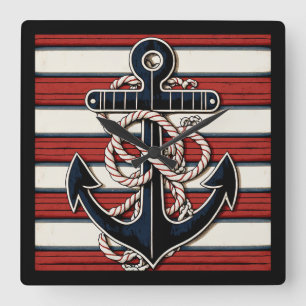 Nautical Anchor Square Wall Clock
