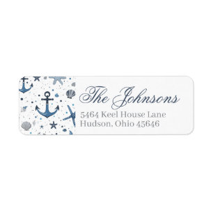 Nautical Anchor Starfish Beach Return Address Label