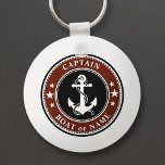 Nautical Anchor Stars & Rope Captain Name or Boat Key Ring<br><div class="desc">A personalized nautical themed keychain with "Captain" (or other desired title or rank) and your name, boat name or other text as needed. This unique design features a custom made vintage boat anchor with rope and stars accented with regal black, deep red and white colors. Makes a great gift for...</div>