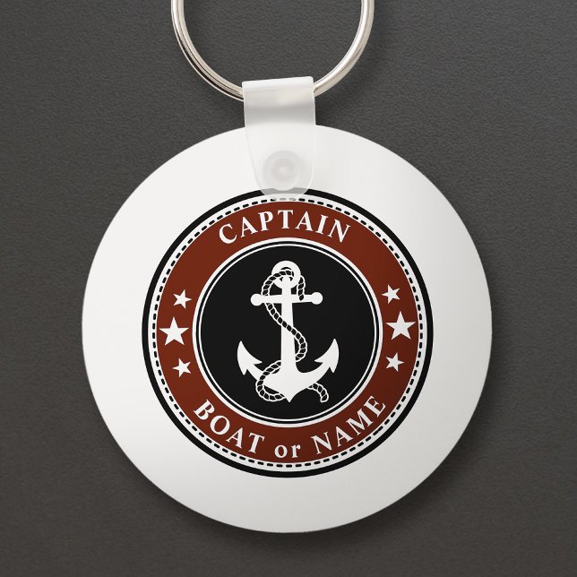 Nautical Anchor Stars & Rope Captain Name or Boat Key Ring (Creator Uploaded)