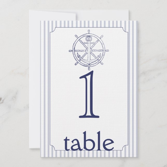 Nautical Anchor Stripe Anniversary Table Number (Front)