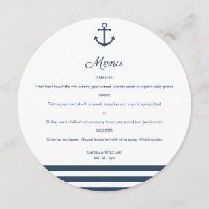 Nautical Anchor & Stripes Circle Round Menu