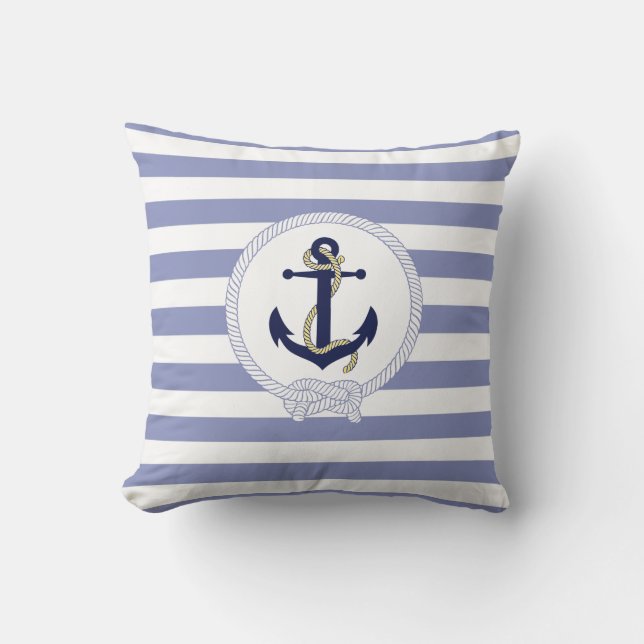 Nautical anchor/stripes/Nautical anchor emblem Cushion (Front)