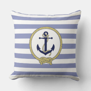 Nautical anchor/stripes/Nautical seaman knot Cushion
