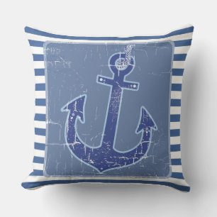 nautical anchor & stripes navy cushion