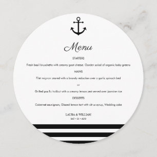 Nautical Anchor & Stripes Round Menu