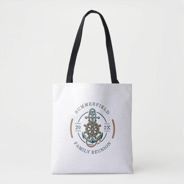Nautical Anchor Summer Family Reunion Custom Tote Bag (Front)