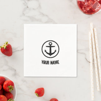 Nautical Anchor Summer Ocean Lover Custom Name Napkin