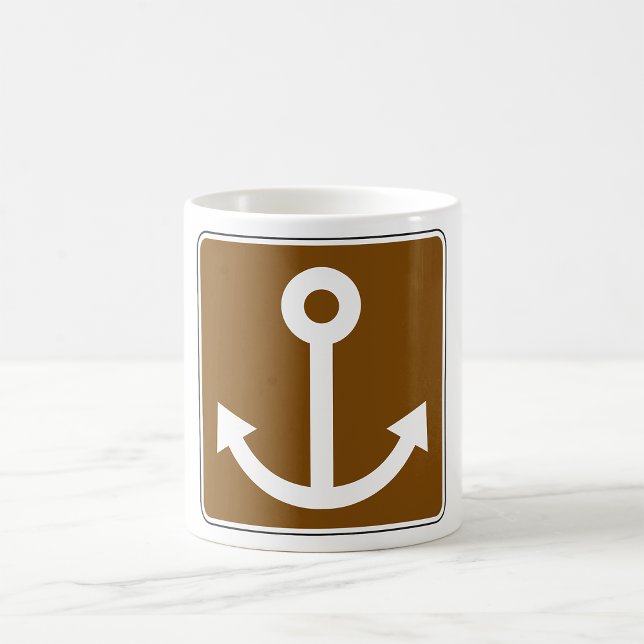 Nautical Anchor Symbol Brown Marina Sign Coffee Mug (Creator Uploaded)