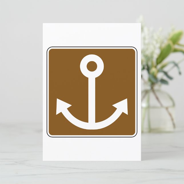 Nautical Anchor Symbol Brown Marina Sign Invitation (Creator Uploaded)