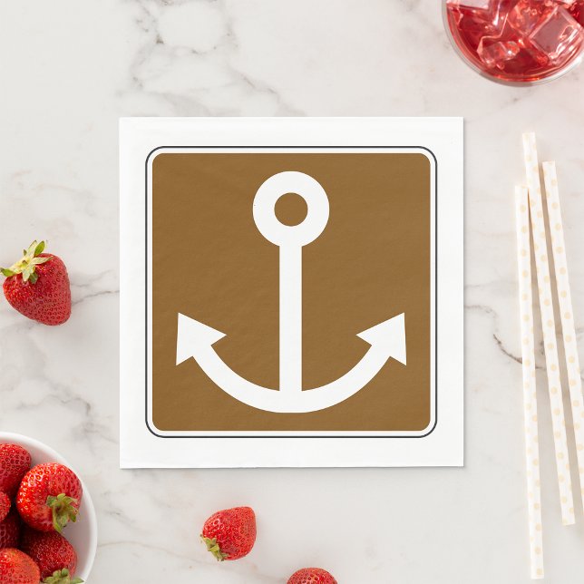 Nautical Anchor Symbol Brown Marina Sign Napkin (Creator Uploaded)