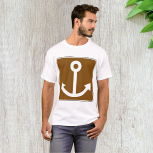 Nautical Anchor Symbol Brown Marina Sign T-Shirt