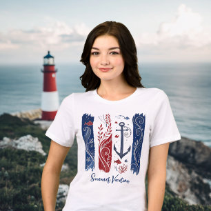 Nautical Anchor T-Shirt, Coastal Ocean Waves, Sea  Tri-Blend Shirt