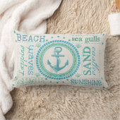 Nautical Anchor Typography Beach Lumbar Pillow (Blanket)