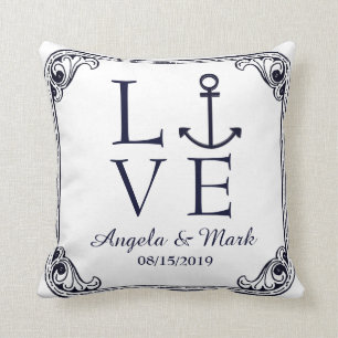 Nautical Anchor Vintage Decor Love Personalised Cushion