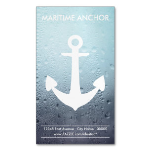 Nautical Anchor Water Drops Magnetic Magnetic Business Card