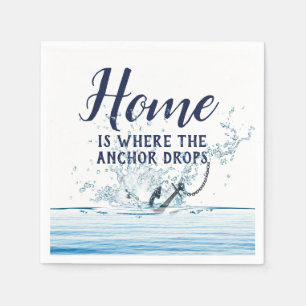 Nautical Anchor Water Splash and Quote Napkin