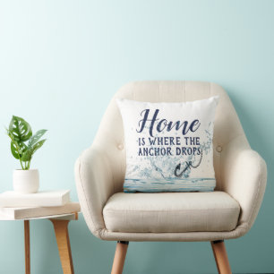 Nautical Anchor Water Splash with Quote Cushion