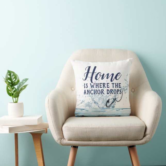Nautical Anchor Water Splash with Quote  Cushion (Chair)