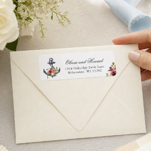 Nautical Anchor Watercolor Floral Knot Return Address Label