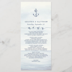 Nautical Anchor Watercolor Ocean Menu