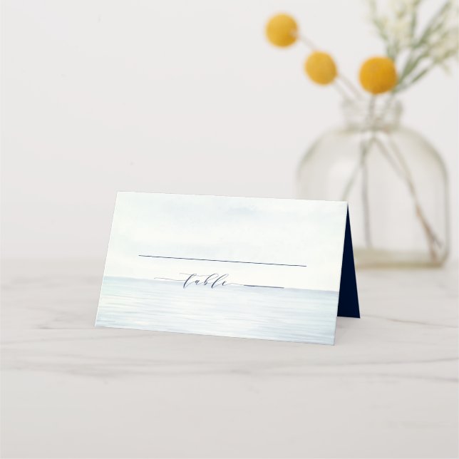 Nautical Anchor Watercolor Ocean Navy Blue Place Card (Front)