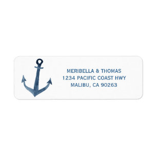 Nautical Anchor Watercolor Return Address Return Address Label