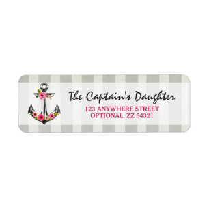 Nautical Anchor Watercolor Roses Return Address Return Address Label