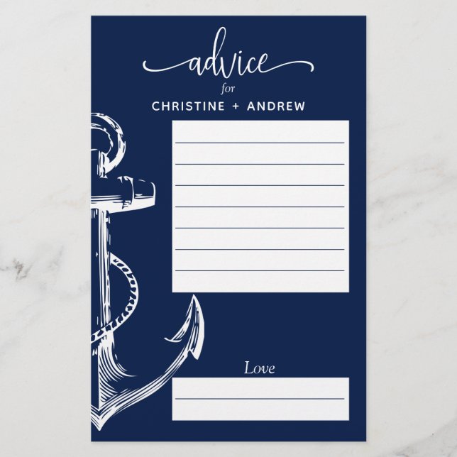 Nautical Anchor Wedding Advise Navy (Front)