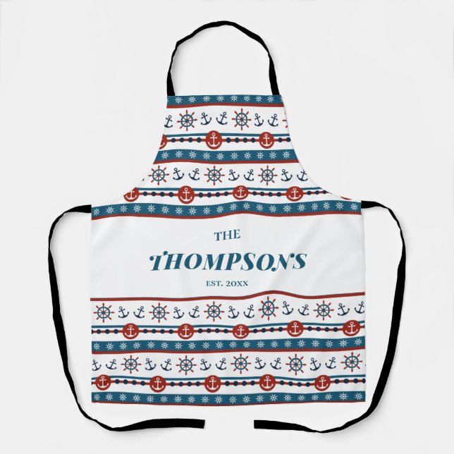 Nautical Anchor Wedding Anniversary Gift Idea Apron (Front)