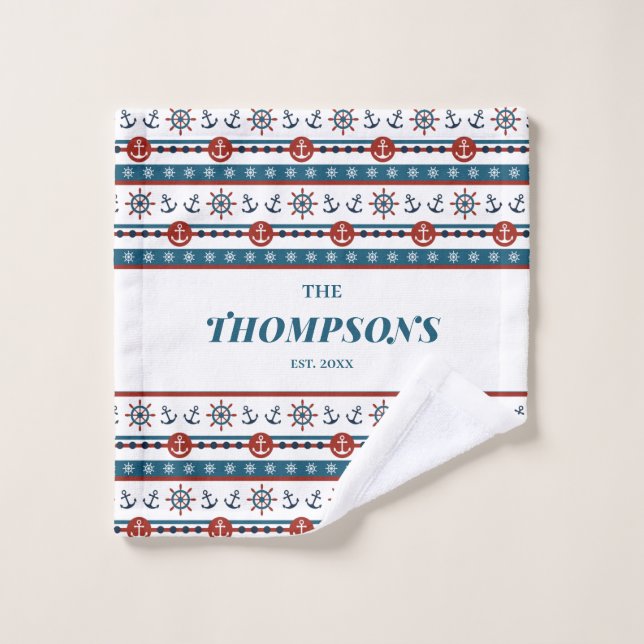 Nautical Anchor Wedding Anniversary Gift Idea Wash Cloth (Wash Cloth)