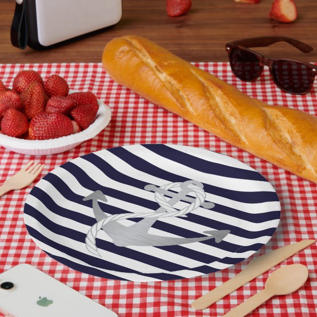 Nautical Anchor Wedding Birthday or Shower Plates (Picnic)