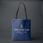 Nautical Anchor Wedding Custom Father of the Bride Tote Bag<br><div class="desc">Surprise the Father of the Bride with this personalised tote bag featuring a nautical design with a white anchor set against a navy background. Customise by adding his name and your wedding date. A great size for wedding essentials: extra clothing, shoes, snacks, water, etc. The perfect go-to bag for a...</div>