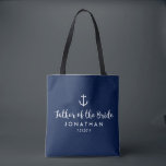 Nautical Anchor Wedding Custom Father of the Bride Tote Bag<br><div class="desc">Surprise the Father of the Bride with this personalised tote bag featuring a nautical design with a white anchor set against a navy background. Customise by adding his name and your wedding date. A great size for wedding essentials: extra clothing, shoes, snacks, water, etc. The perfect go-to bag for a...</div>