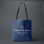 Nautical Anchor Wedding Custom Father of the Groom Tote Bag<br><div class="desc">Surprise the Father of the Groom with this personalised tote bag featuring a nautical design with a white anchor set against a navy background. Customise by adding his name and your wedding date. A great size for wedding essentials: extra clothing, shoes, snacks, water, etc. The perfect go-to bag for a...</div>