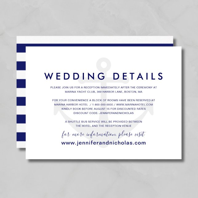 Nautical Anchor Wedding Details Enclosure Card (Nautical Anchor Wedding Details Enclosure Card)