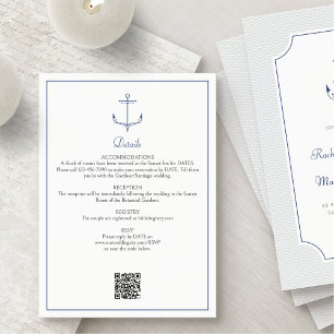 Nautical Anchor Wedding Details Enclosure Card