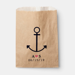 Nautical Anchor Wedding Favour Bags Personalised