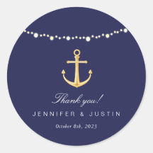 Nautical Anchor Wedding Favour Thank You Stickers