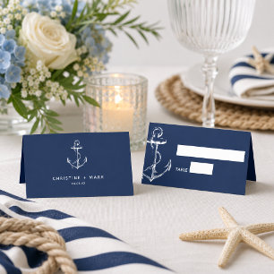 Nautical Anchor Wedding Navy Place Card